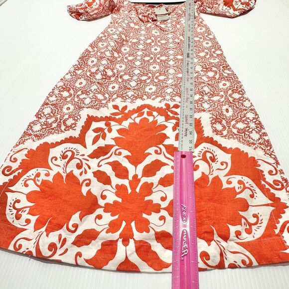 Boden Linen Halter Neck Cutout Column Dress Fire Orange White Size 2 NWT - Picture 16 of 16